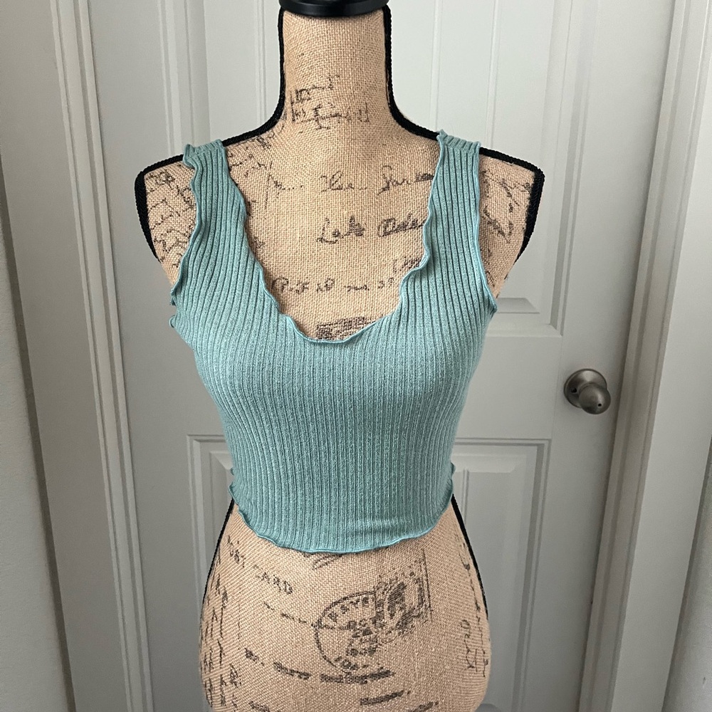 Ribbed Sleeveless Top - Light Blue